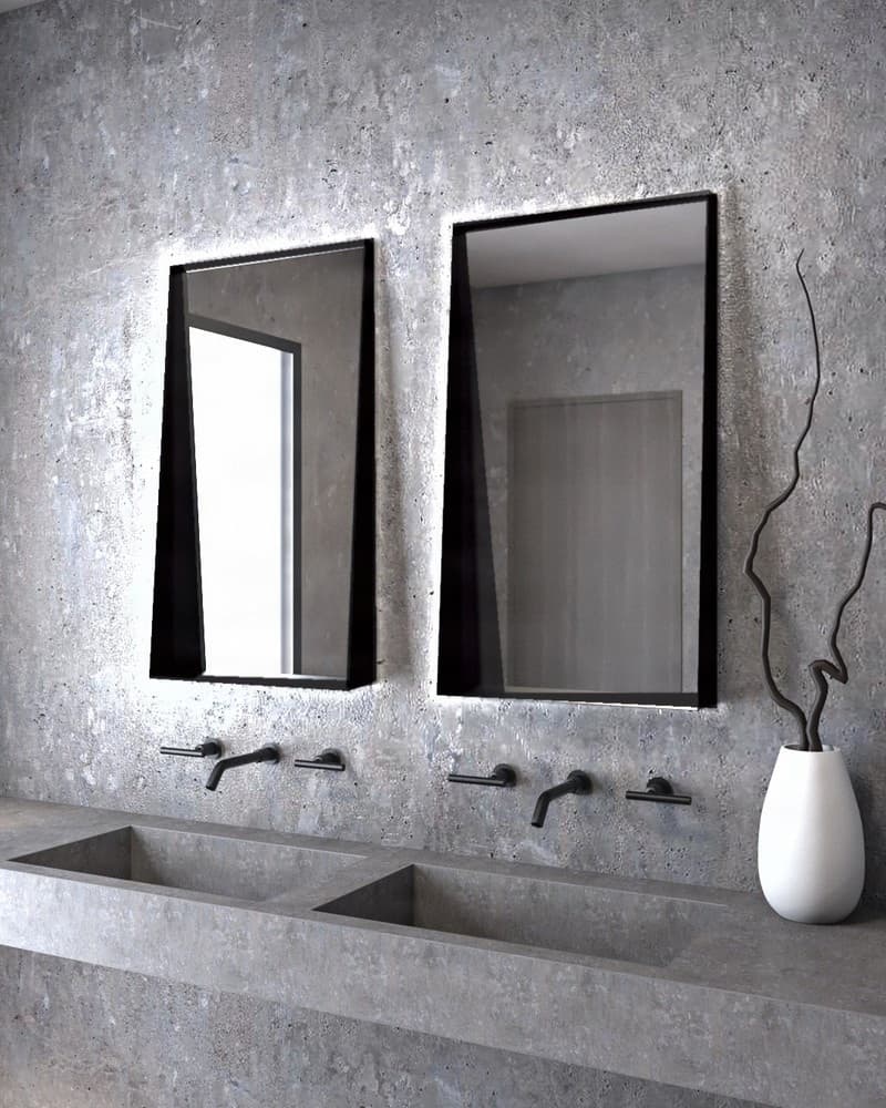 Καθρέπτης μπάνιου με Led Project Mirrors Iron Shelf Ματ Μαύρο 50x90cm