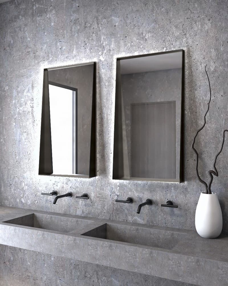 Καθρέπτης μπάνιου με Led Project Mirrors Iron Shelf Ματ Γραφίτης 50x90cm
