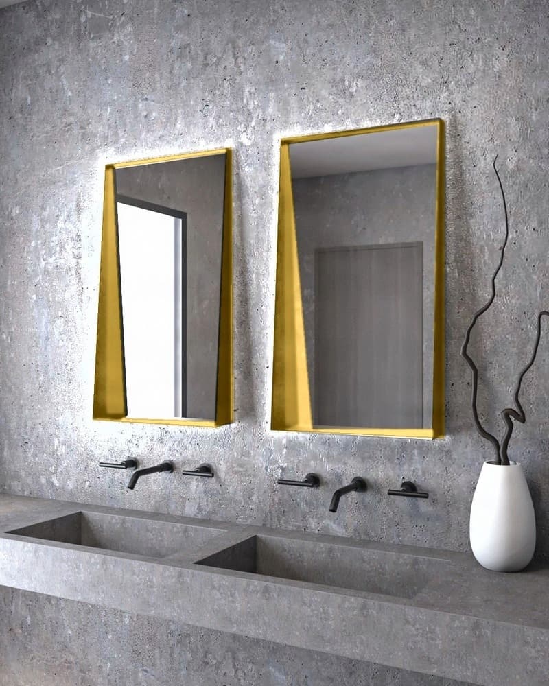 Καθρέπτης μπάνιου με Led Project Mirrors Iron Shelf Ματ Χρυσό 50x90cm