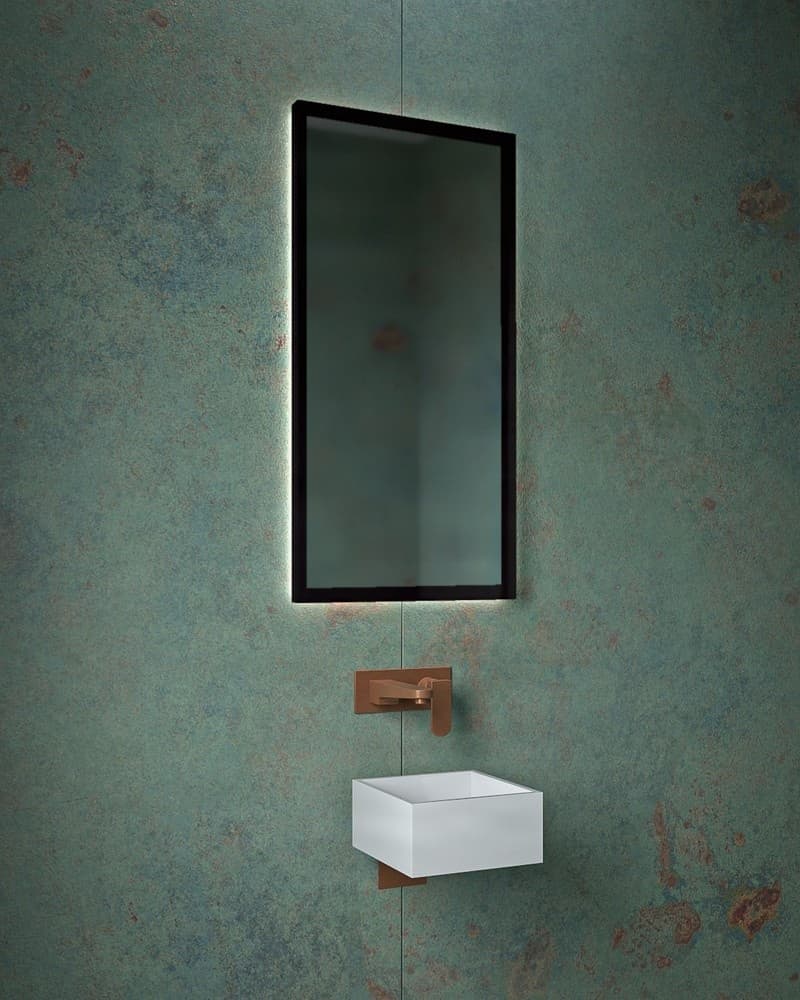 Καθρέπτης μπάνιου με Led Project Mirrors Iron Square Ματ Μαύρο 45x90cm