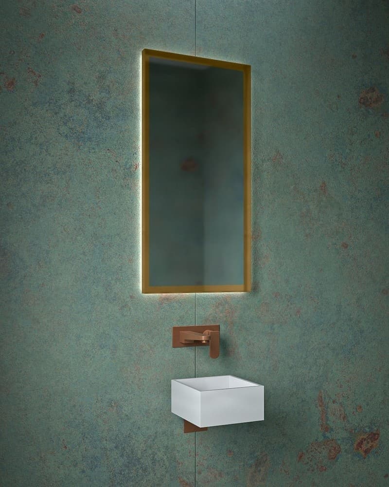 Καθρέπτης μπάνιου με Led Project Mirrors Iron Square Ματ Μπρονζέ 45x90cm