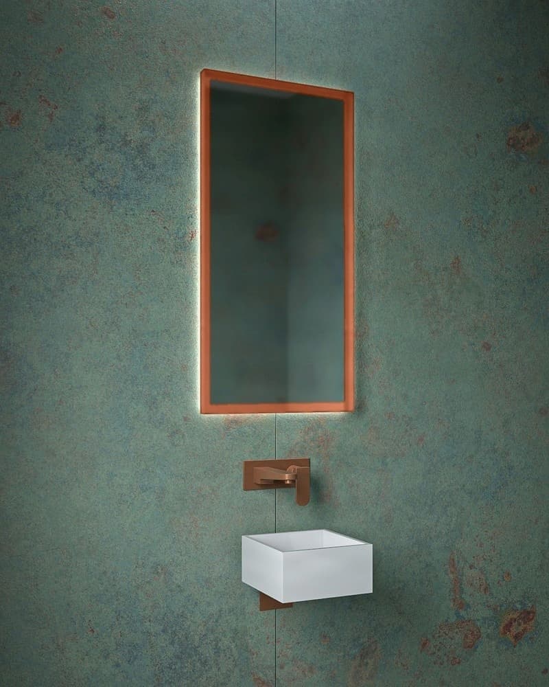 Καθρέπτης μπάνιου με Led Project Mirrors Iron Square Ματ Χαλκός 45x90cm