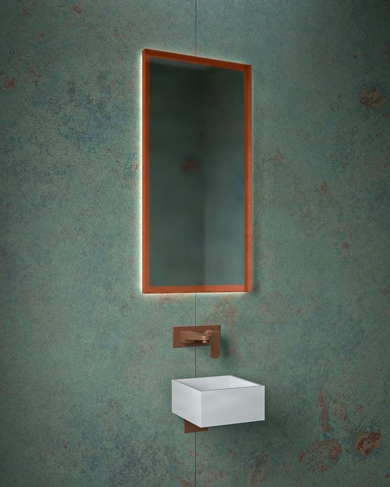 Καθρέπτης μπάνιου με Led Project Mirrors Iron Square Χαλκός 45x90cm