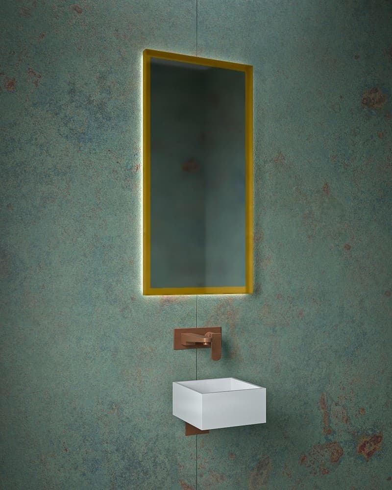 Καθρέπτης μπάνιου με Led Project Mirrors Iron Square Ματ Χρυσό 45x90cm