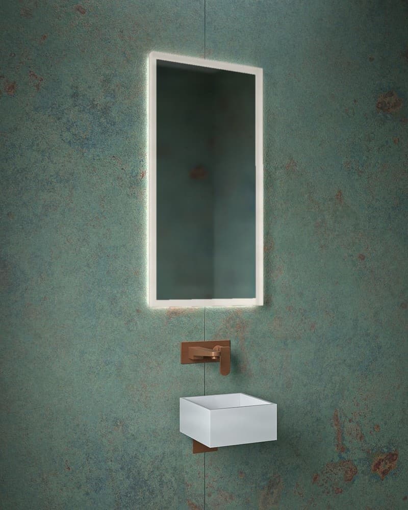 Καθρέπτης μπάνιου με Led Project Mirrors Iron Square Ματ Λευκό 45x90cm