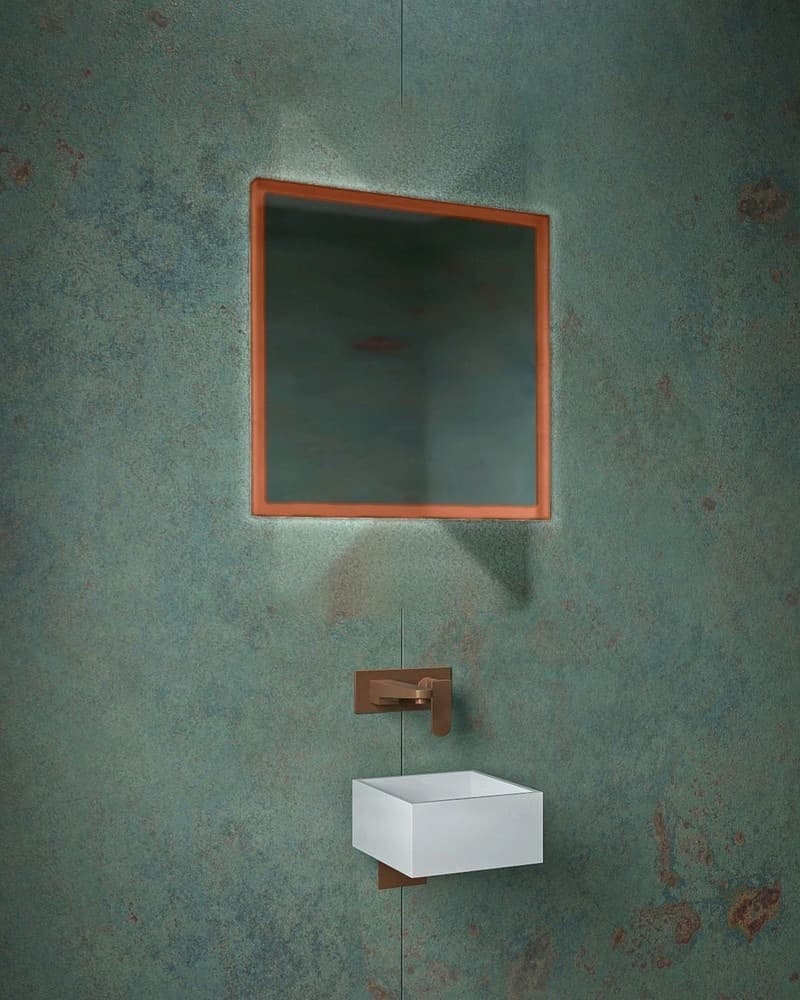 Καθρέπτης μπάνιου με Led Project Mirrors Iron Square Ματ Χαλκός 60x60cm