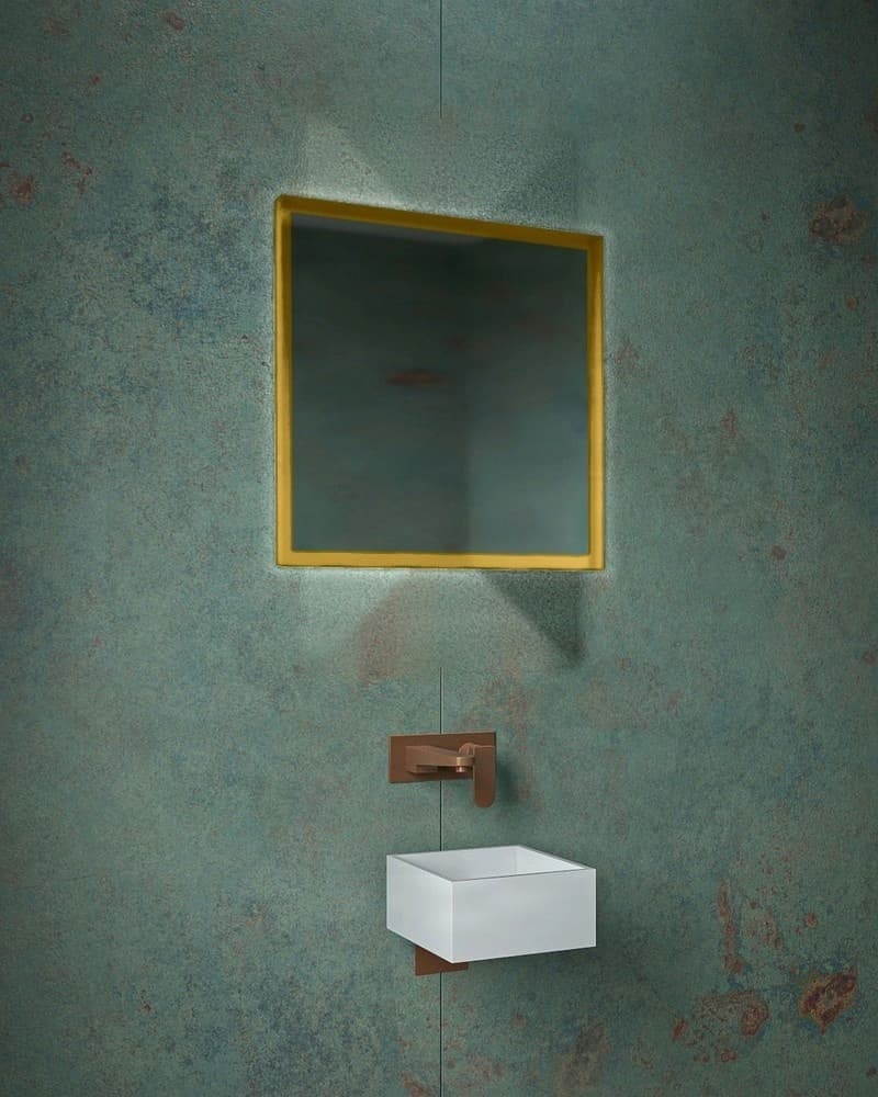 Καθρέπτης μπάνιου με Led Project Mirrors Iron Square Ματ Χρυσό 60x60cm