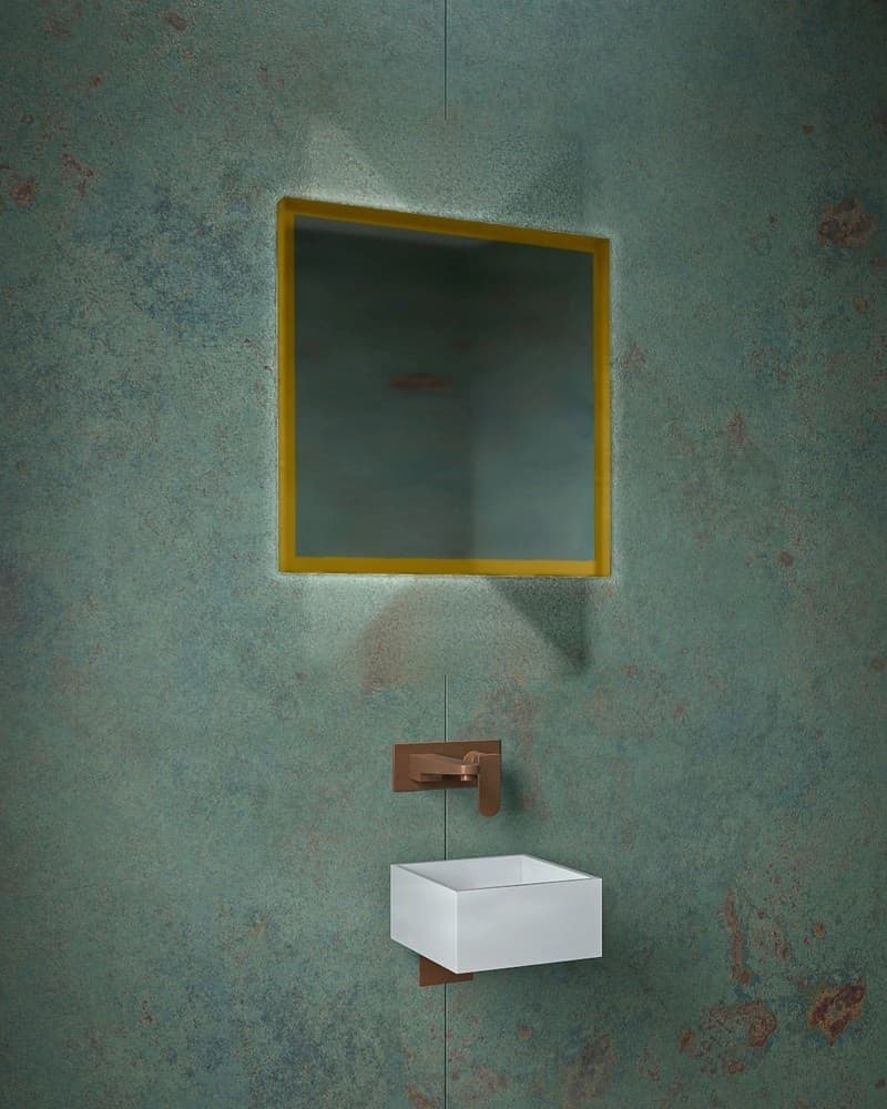 Καθρέπτης μπάνιου με Led Project Mirrors Iron Square Ματ Χρυσό 60x60cm