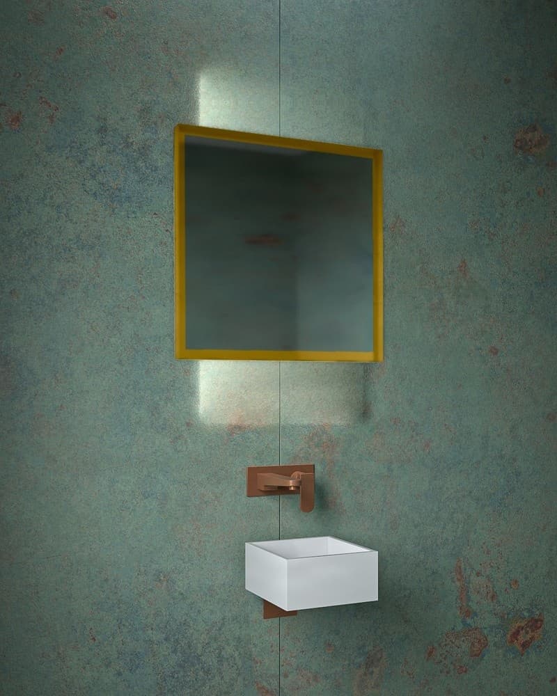 Καθρέπτης μπάνιου με Led Project Mirrors Iron Square Ματ Χρυσό 60x60cm