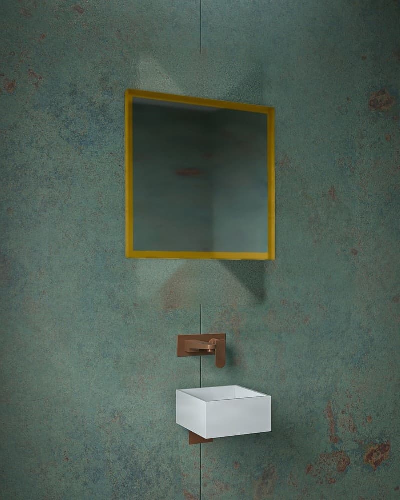 Καθρέπτης μπάνιου Project Mirrors Iron Square Ματ Χρυσό 60x60cm