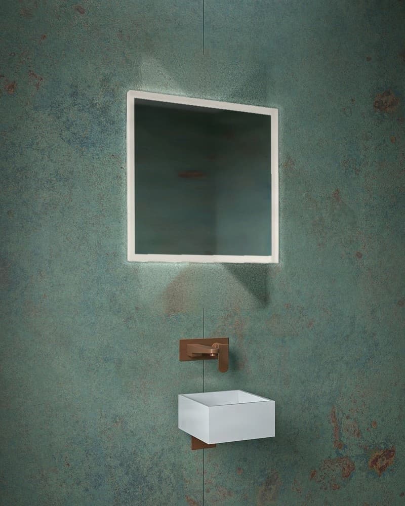 Καθρέπτης μπάνιου με Led Project Mirrors Iron Square Ματ Λευκό 60x60cm