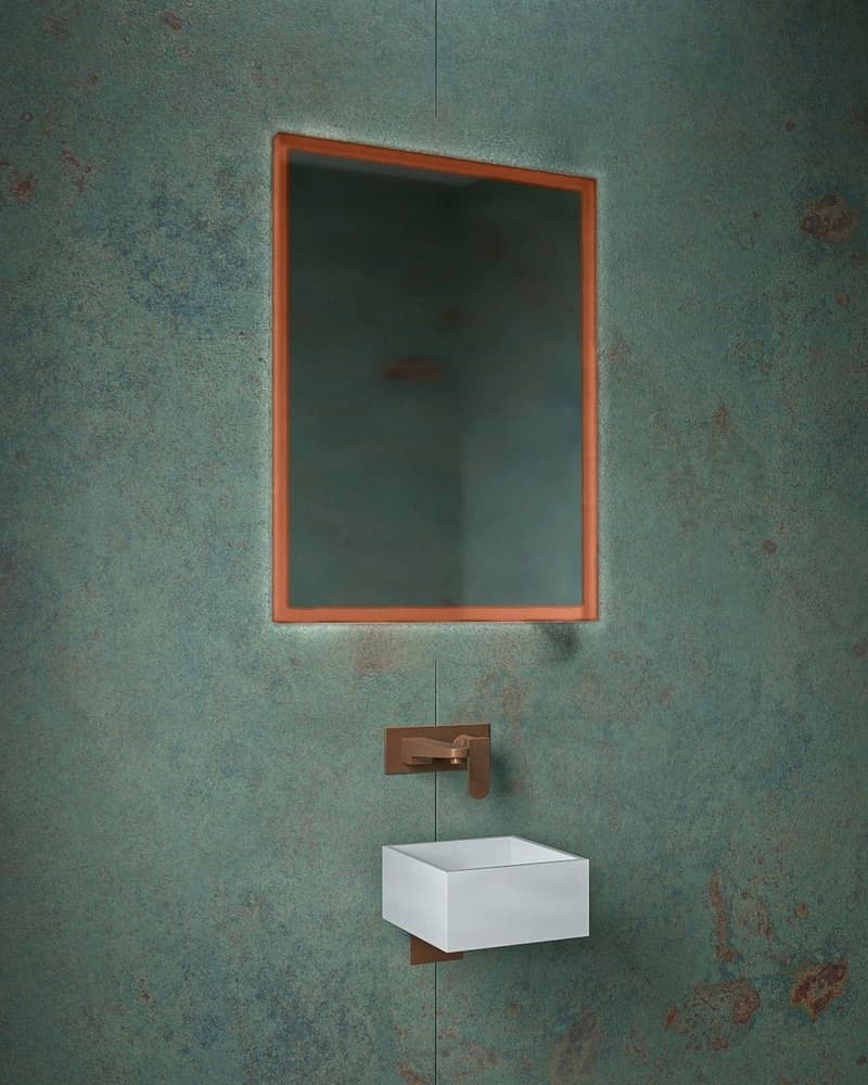 Καθρέπτης μπάνιου με Led Project Mirrors Iron Square Ματ Χαλκός 60x80cm