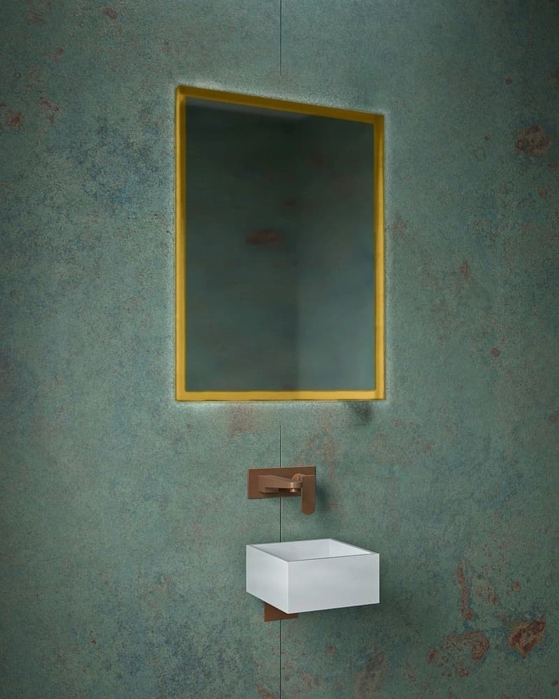 Καθρέπτης μπάνιου με Led Project Mirrors Iron Square Ματ Χρυσό 60x80cm