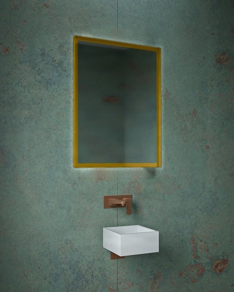 Καθρέπτης μπάνιου με Led Project Mirrors Iron Square Ματ Χρυσό 60x80cm