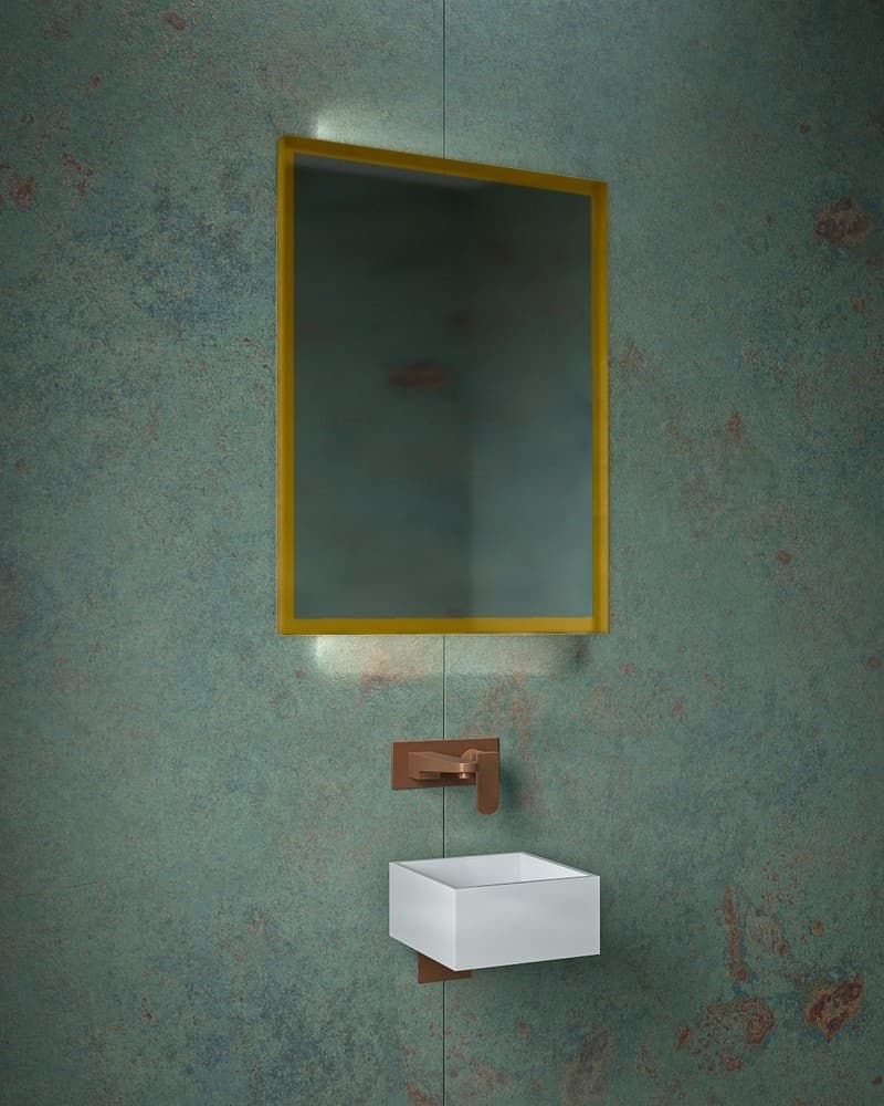 Καθρέπτης μπάνιου με Led Project Mirrors Iron Square Ματ Χρυσό 60x80cm