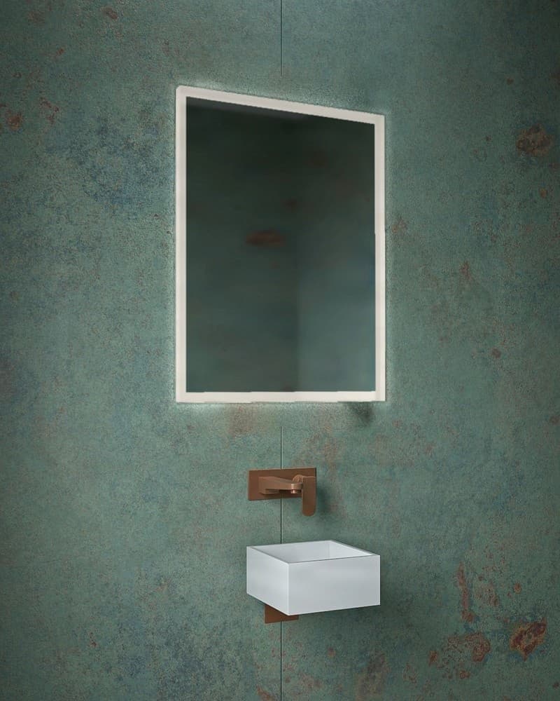 Καθρέπτης μπάνιου με Led Project Mirrors Iron Square Ματ Λευκό 60x80cm