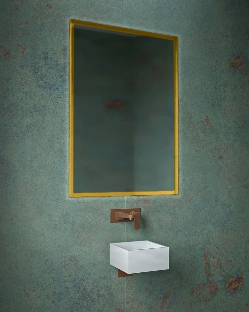 Καθρέπτης μπάνιου με Led Project Mirrors Iron Square Ματ Χρυσό 70x100cm