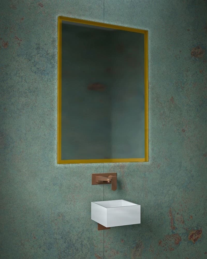 Καθρέπτης μπάνιου με Led Project Mirrors Iron Square Ματ Χρυσό 70x100cm