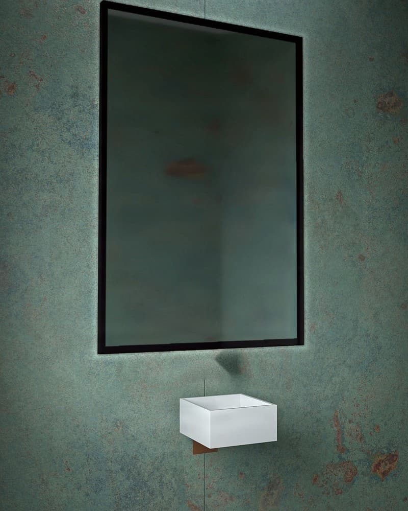 Καθρέπτης μπάνιου με Led Project Mirrors Iron Square Ματ Μαύρο 80x120cm