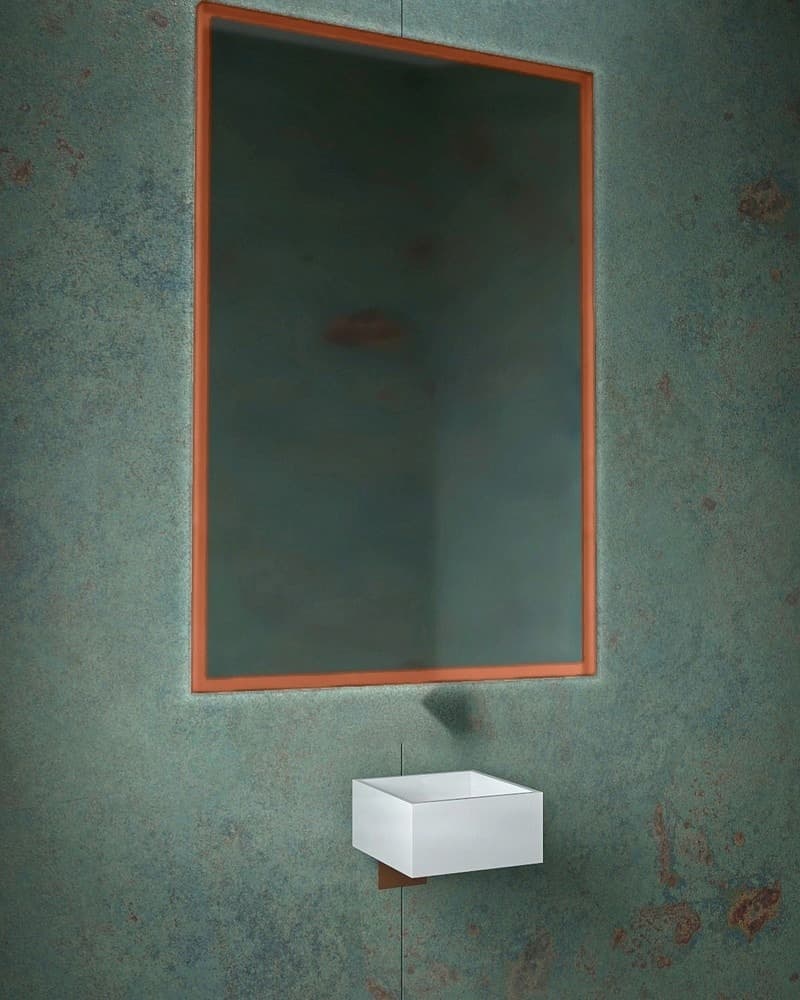 Καθρέπτης μπάνιου με Led Project Mirrors Iron Square Ματ Χαλκός 80x120cm