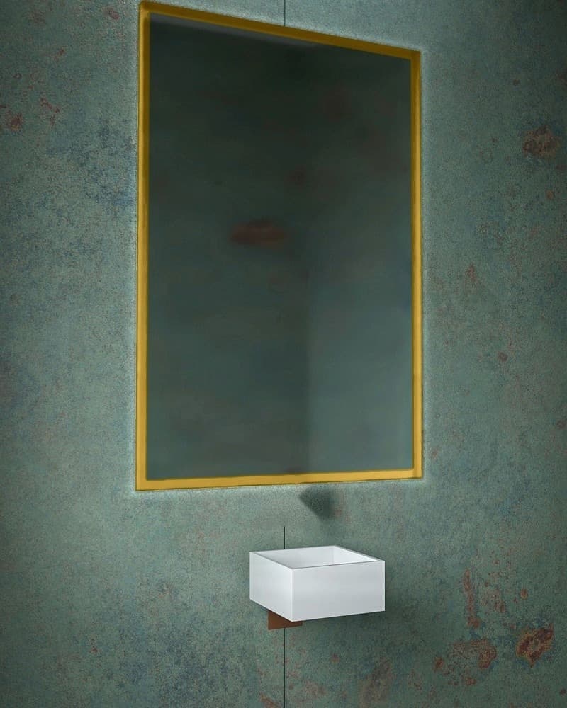 Καθρέπτης μπάνιου με Led Project Mirrors Iron Square Ματ Χρυσό 80x120cm