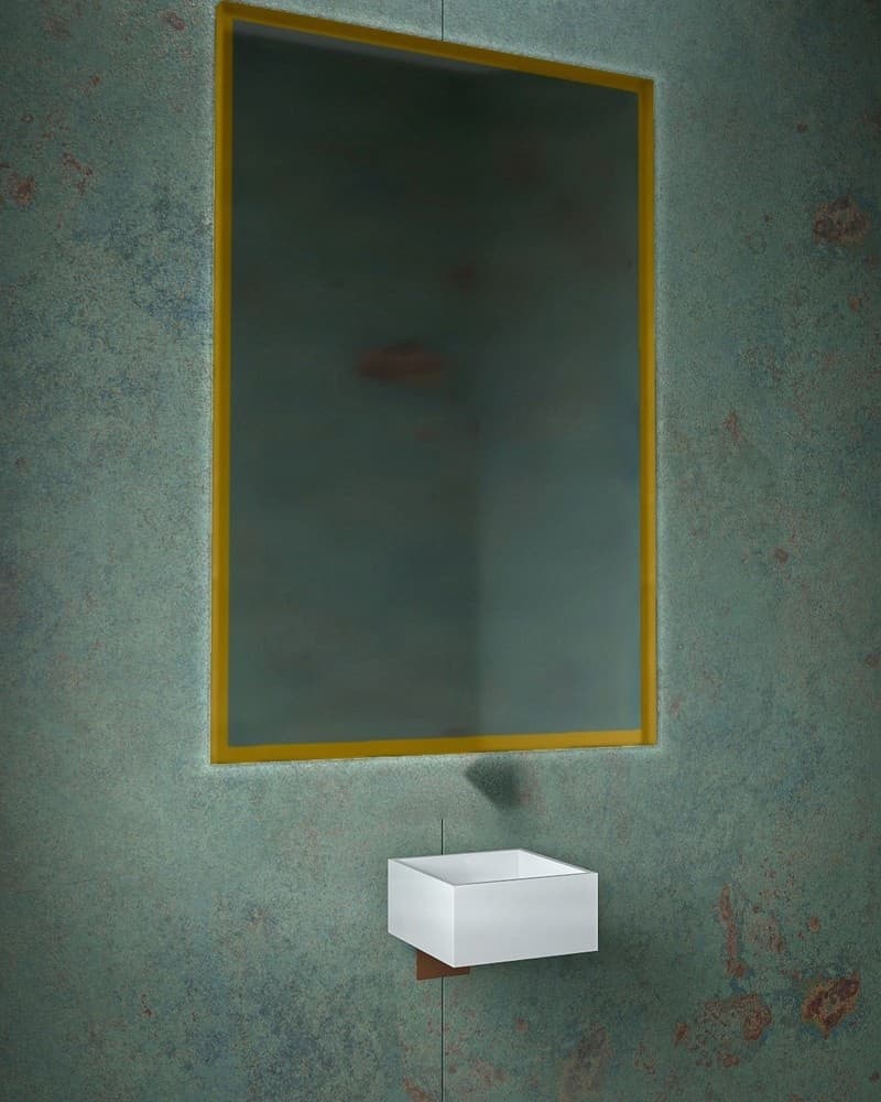 Καθρέπτης μπάνιου με Led Project Mirrors Iron Square Ματ Χρυσό 80x120cm