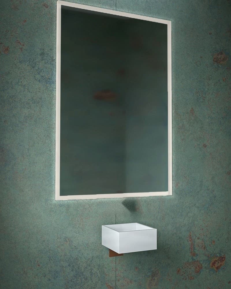 Καθρέπτης μπάνιου με Led Project Mirrors Iron Square Ματ Λευκό 80x120cm