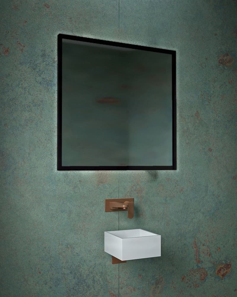 Καθρέπτης μπάνιου με Led Project Mirrors Iron Square Ματ Μαύρο 80x80cm