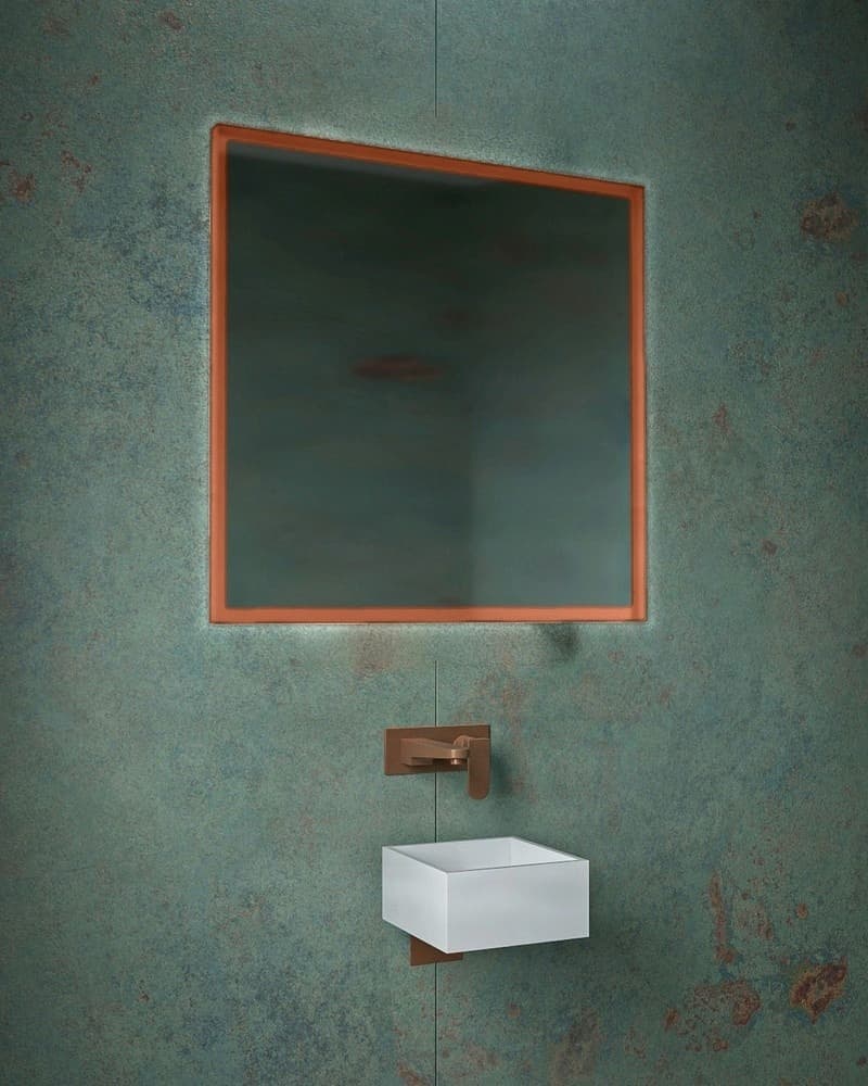 Καθρέπτης μπάνιου με Led Project Mirrors Iron Square Ματ Χαλκός 80x80cm