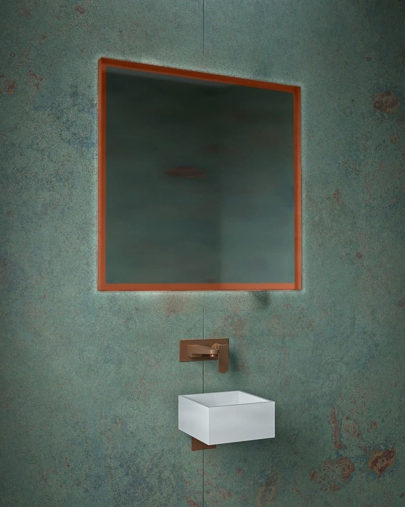 Καθρέπτης μπάνιου με Led Project Mirrors Iron Square Χαλκός 80x80cm