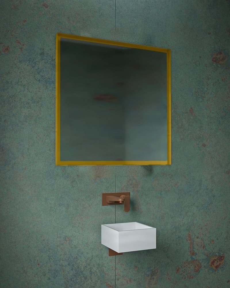 Καθρέπτης μπάνιου Project Mirrors Iron Square Ματ Χρυσό 80x80cm