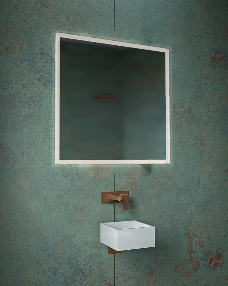 Καθρέπτης μπάνιου με Led Project Mirrors Iron Square Ματ Λευκό 80x80cm