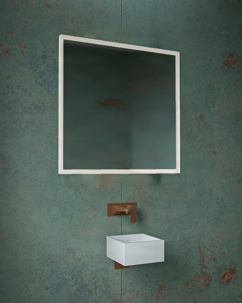 Καθρέπτης μπάνιου Project Mirrors Iron Square Ματ Λευκό 80x80cm