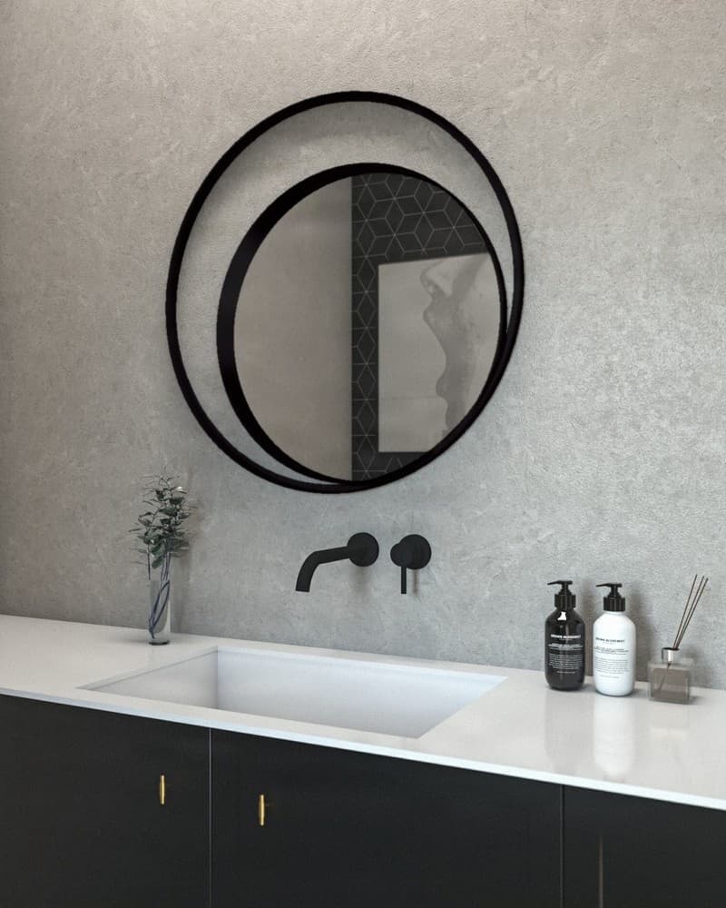 Καθρέπτης μπάνιου με Led Project Mirrors Iron Twin Ματ Μαύρο Φ75cm