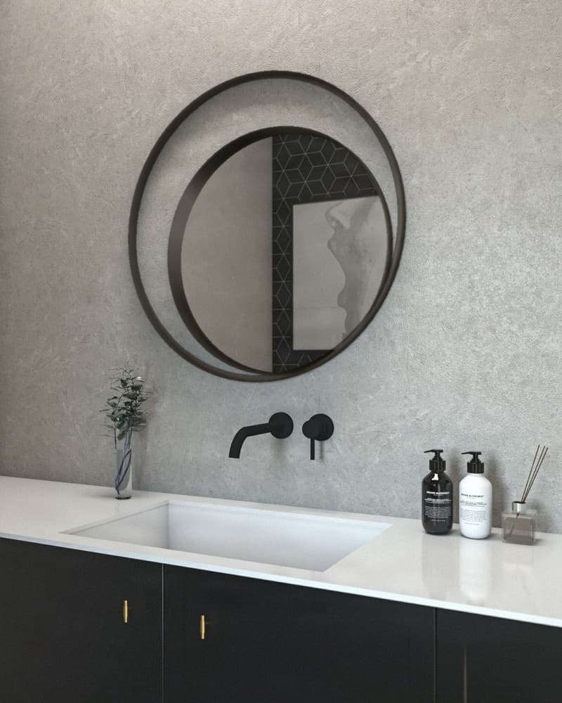 Καθρέπτης μπάνιου με Led Project Mirrors Iron Twin Γραφίτης Φ75cm