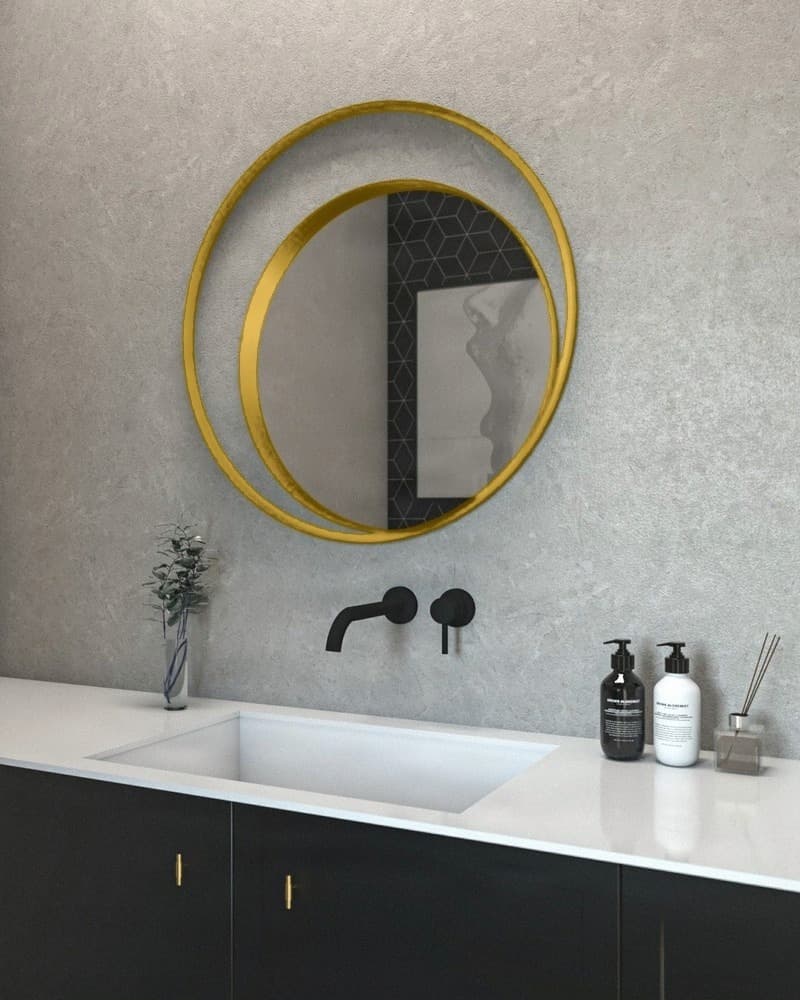 Καθρέπτης μπάνιου με Led Project Mirrors Iron Twin Ματ Χρυσό Φ75cm