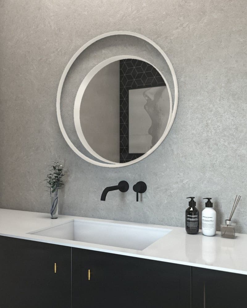 Καθρέπτης μπάνιου με Led Project Mirrors Iron Twin Ματ Λευκό Φ75cm