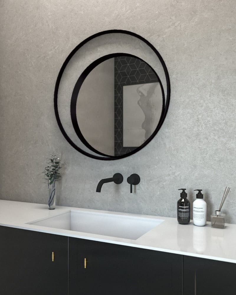 Καθρέπτης μπάνιου με Led Project Mirrors Iron Twin Ματ Μαύρο Φ95cm