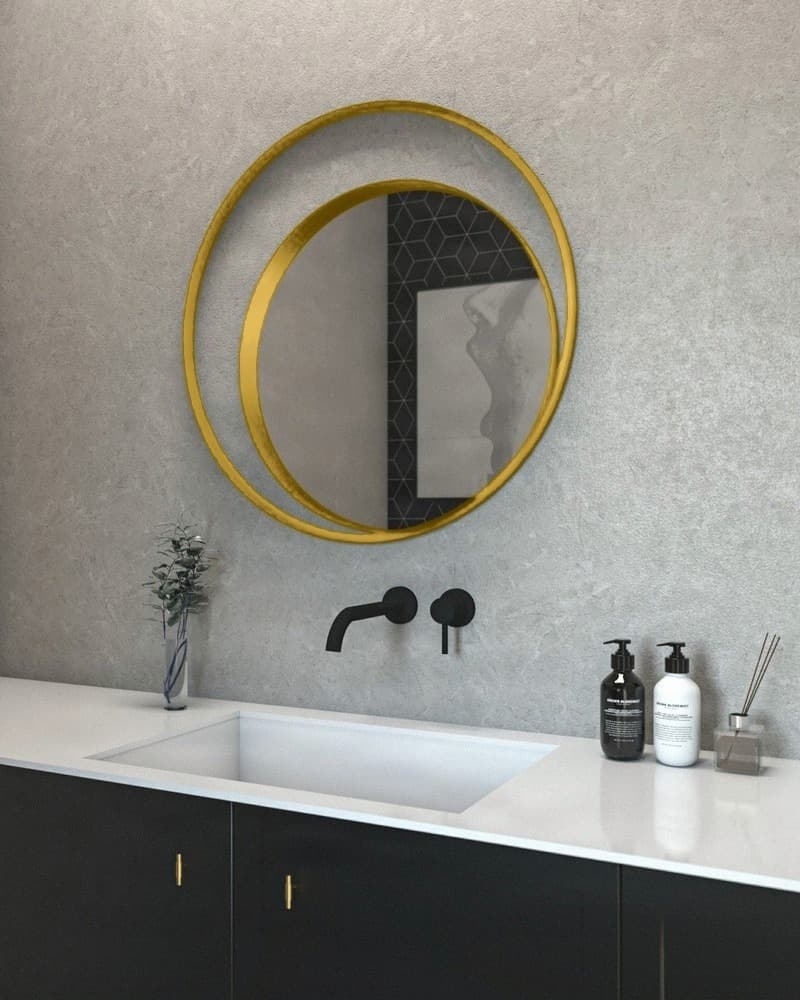 Καθρέπτης μπάνιου Project Mirrors Iron Twin Ματ Χρυσό Φ95cm