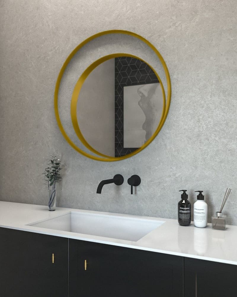 Καθρέπτης μπάνιου Project Mirrors Iron Twin Ματ Χρυσό Φ95cm