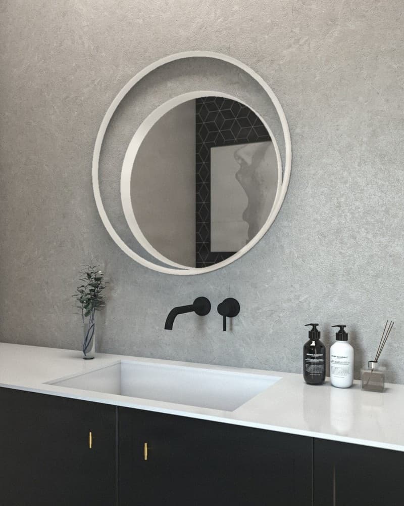 Καθρέπτης μπάνιου με Led Project Mirrors Iron Twin Ματ Λευκό Φ95cm
