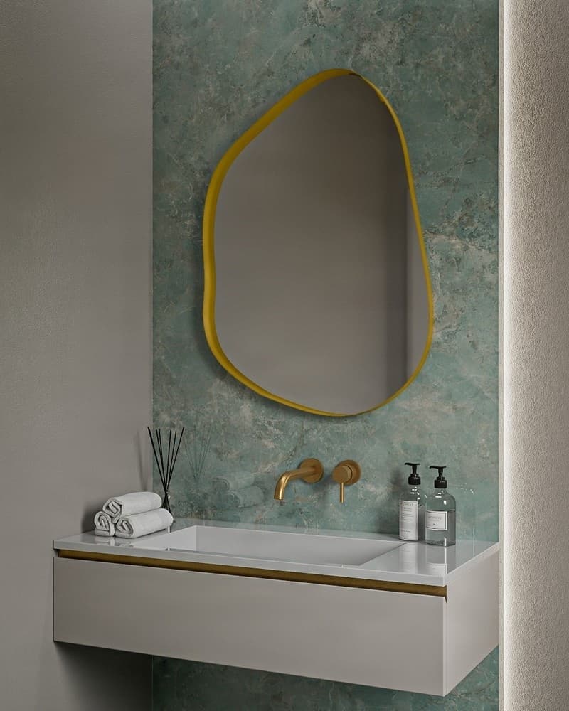 Καθρέπτης μπάνιου με Led Project Mirrors Iron Uovo Ματ Χρυσό 65x90cm