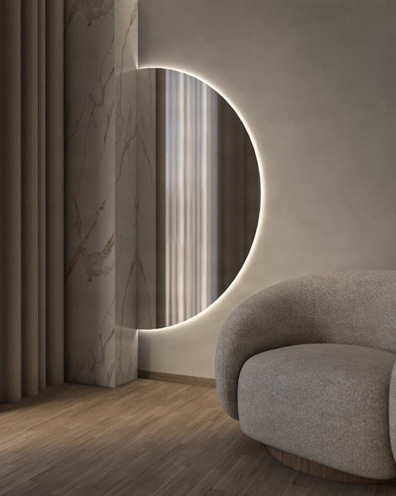 Καθρέπτης Επιδαπέδιος με Led Project Mirrors Moon Φ180cm