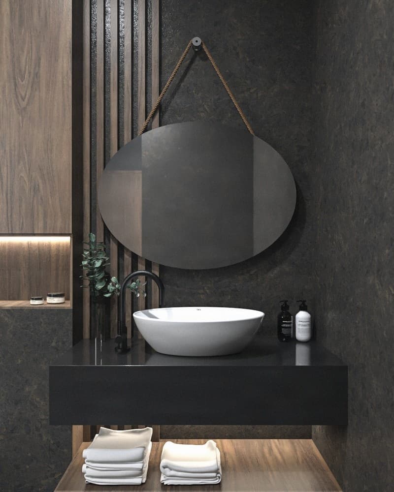 Καθρέπτης μπάνιου Project Mirrors Oval Rope Μπεζ Κορδόνι 85x65cm