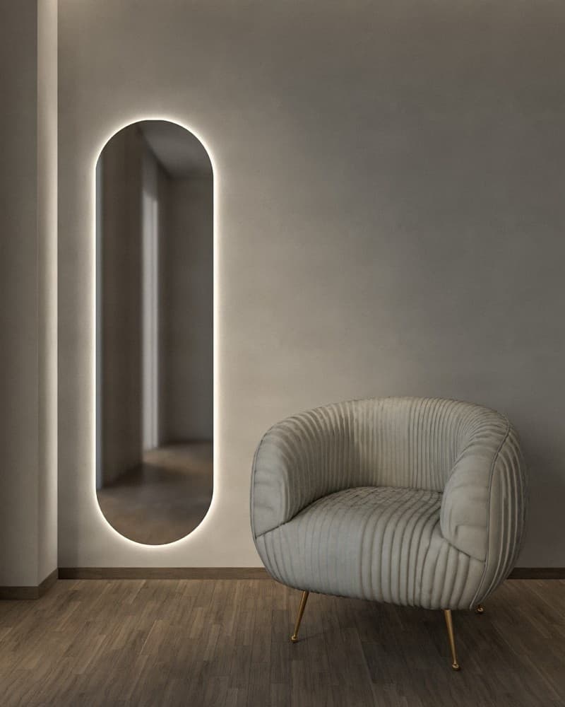 Καθρέπτης Επιδαπέδιος με Led Project Mirrors Semi Oval 50x180cm