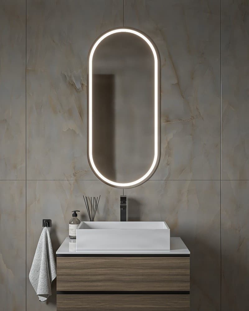 Καθρέπτης μπάνιου με Led Project Mirrors Semi Oval Mat 45x100cm