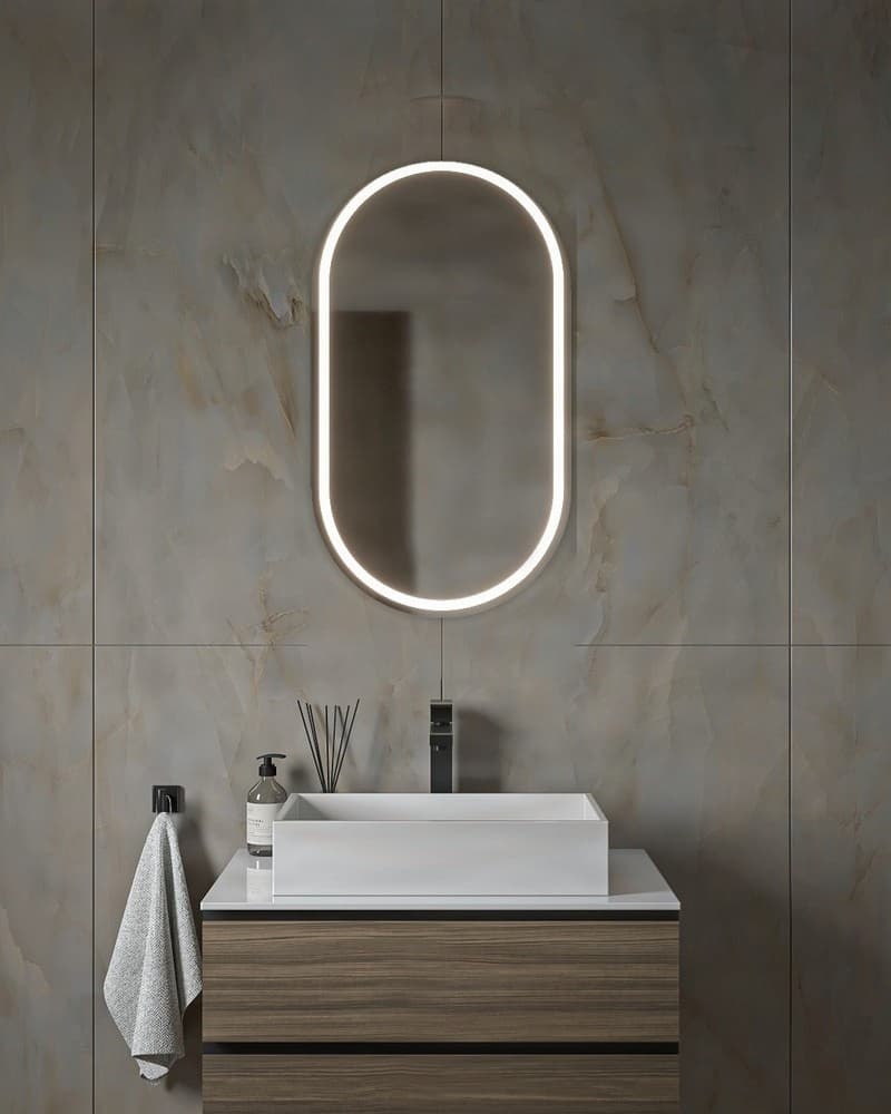 Καθρέπτης μπάνιου με Led Project Mirrors Semi Oval Mat 45x80cm