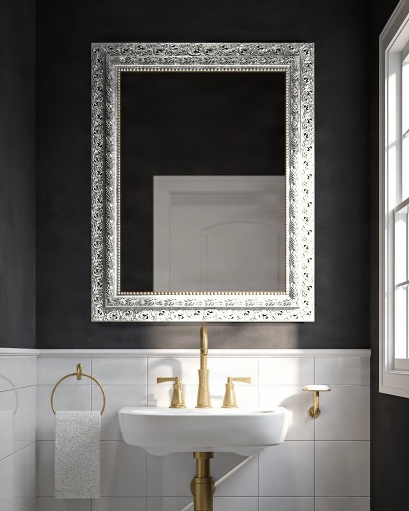 Καθρέπτης μπάνιου Project Mirrors Wood Antique Ασημί 80x100cm
