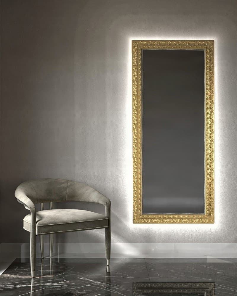 Καθρέπτης Επιδαπέδιος με Led Project Mirrors Wood Antique Χρυσό 80x180cm