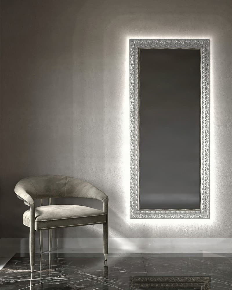 Καθρέπτης Επιδαπέδιος με Led Project Mirrors Wood Antique Ασημί 80x180cm